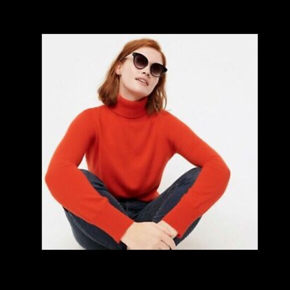 J Crew Cashmere Angora Cable-knit Turtleneck Sweater - Picture 1 of 4